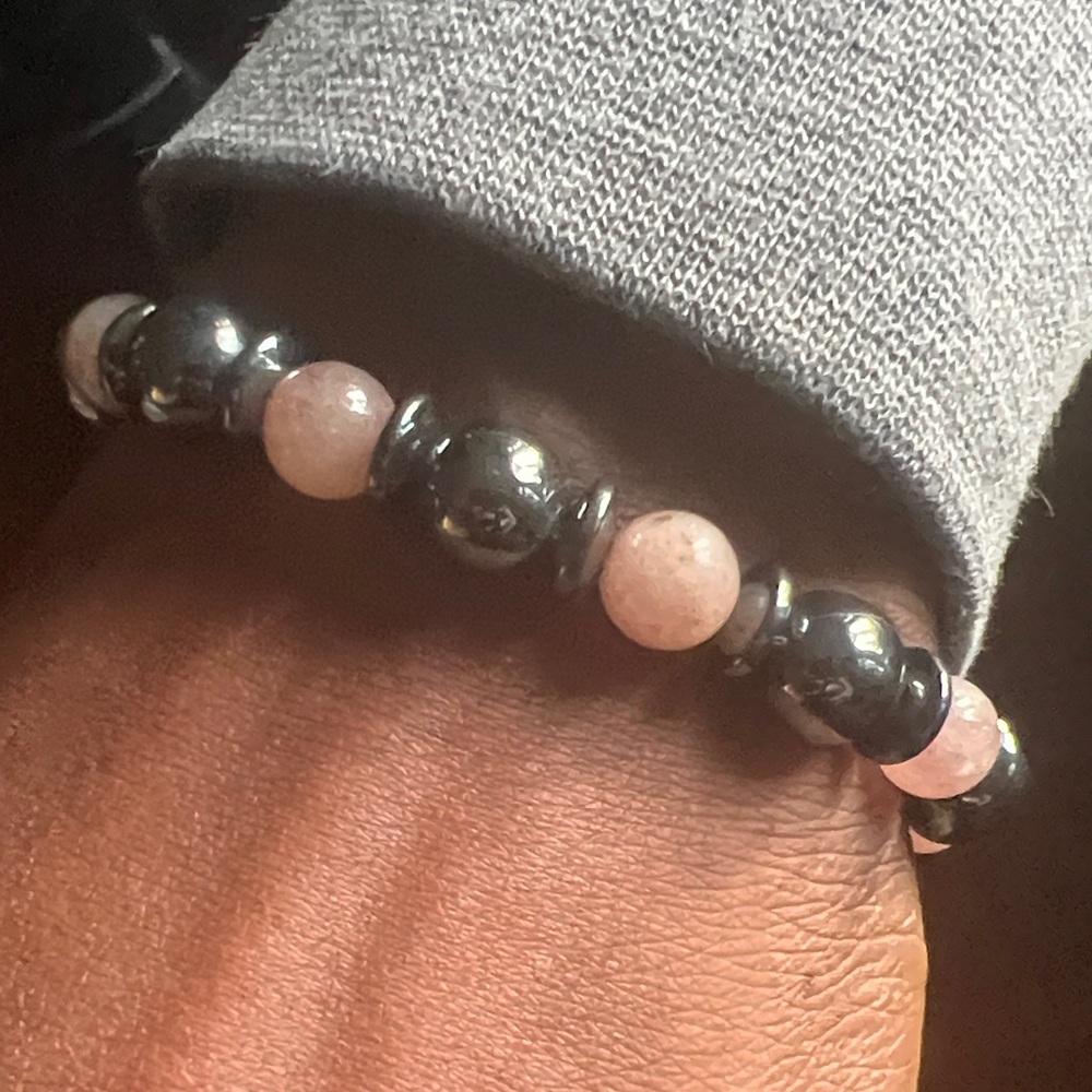 Gunmetal and Quartz Beaded Bracelet made by Bauxed In